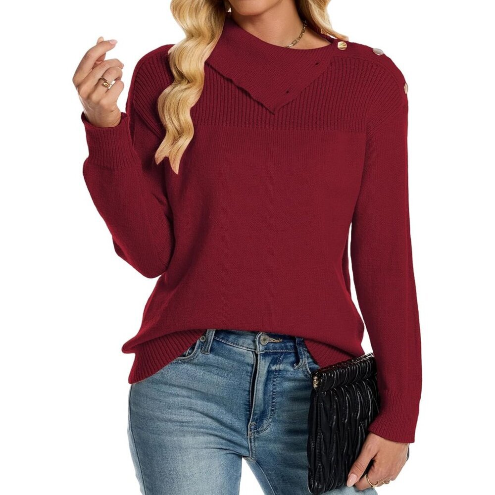Womens Knit Turtleneck Sweater Long Sleeve Fall Casual Chic Pullover